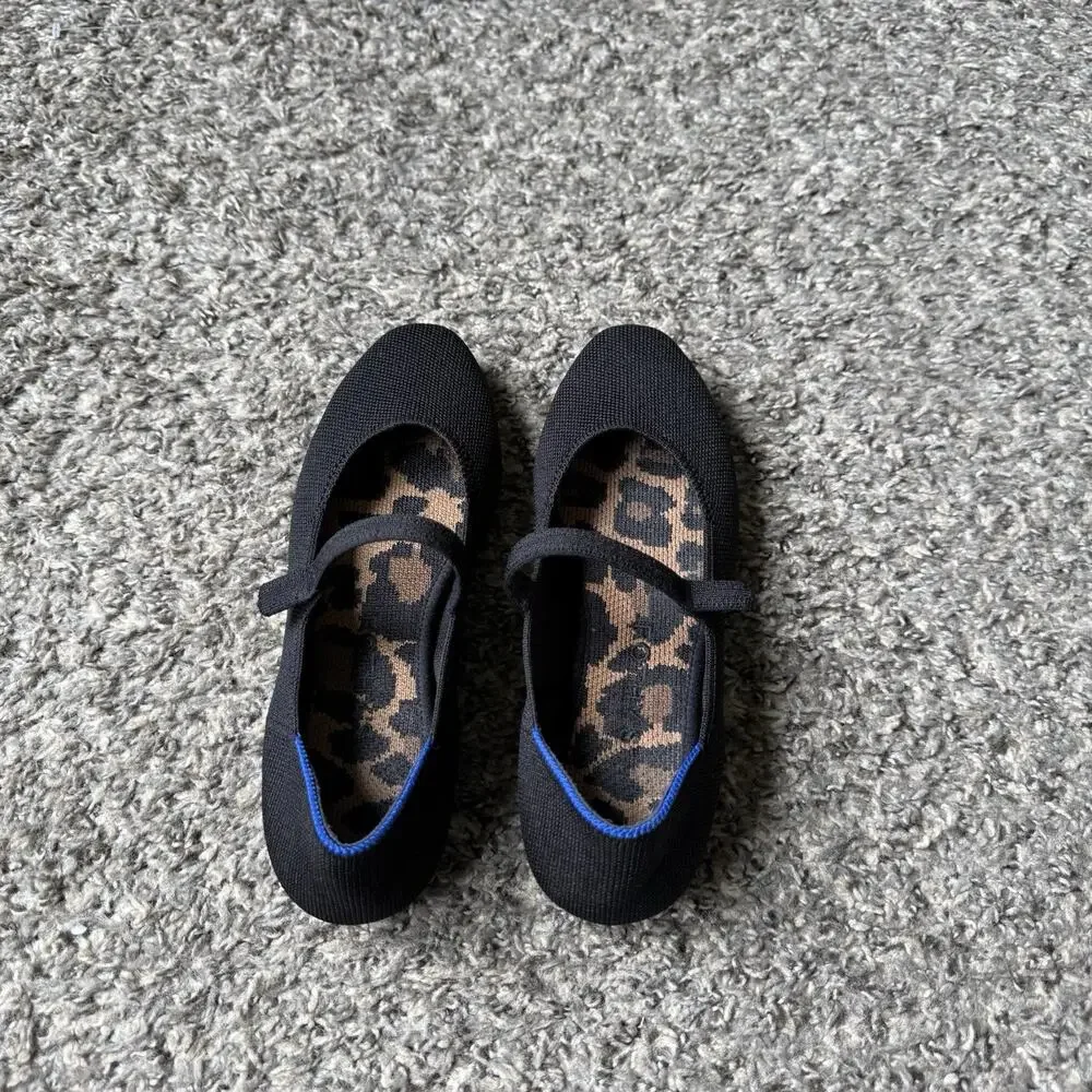 Rothy’s The Max Square Mary Jane Women’s Washable Flats Black Womens 5.5 Shoe - Picture 3 of 5